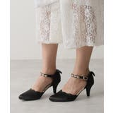 ブラック | 【25年春夏新作】パールビジュー アンクルストラップ オケージョンパンプス | DEMETER