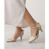 ベージュ | 【25年春夏新作】パールビジュー アンクルストラップ オケージョンパンプス | DEMETER