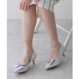 シルバー | 取り外しリボン付き グリッターレース素材 ポインテッドトゥ | DEMETER