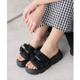 ブラック | 【25年春夏新作】厚底 プラットフォーム フリルサンダル | DEMETER