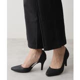 ブラックグリッター | 【25年春夏新作】8.0cm ピンヒール グリッター サイドオープン パンプス | DEMETER