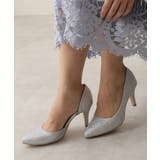 シルバーグリッター | 【25年春夏新作】8.0cm ピンヒール グリッター サイドオープン パンプス | DEMETER