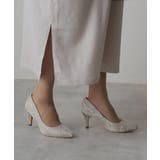 シルバー | 【25年春夏再販】グリッター×レース素材☆パールヒール オケージョンパンプス | DEMETER