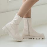 アイボリー | 厚底ソール☆インヒール ストレッチ ミドルブーツ | DEMETER