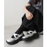 【25年春夏新作】厚底 スニーカーライク クロスゴム リボン パンプス | DEMETER | 詳細画像14