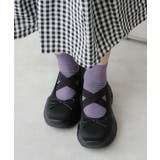 ブラック | 【25年春夏新作】厚底 スニーカーライク クロスゴム リボン パンプス | DEMETER