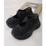 【25年春夏新作】厚底 スニーカーライク クロスゴム リボン パンプス | DEMETER | 詳細画像3