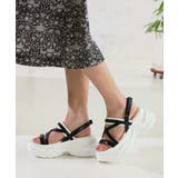 ブラック/ホワイト | 【24年春夏新作】軽量厚底 ボリュームソール 細ストラップ | DEMETER