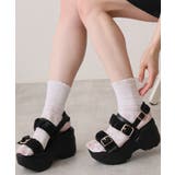 ブラック/ブラック | 【26年春夏新作】軽量厚底 チュールベルト バックバンド スポーツサンダル | DEMETER