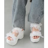 ホワイト | 【26年春夏新作】軽量厚底 チュールリボン ダブルベルト | DEMETER