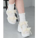 ベージュ | 【26年春夏新作】軽量厚底 チュールリボン ダブルベルト | DEMETER