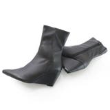 7.5cm☆ポインテッドトゥ ウェッジソール ショートブーツ | DEMETER | 詳細画像3 