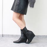 7.5cm☆ポインテッドトゥ ウェッジソール ショートブーツ | DEMETER | 詳細画像6 
