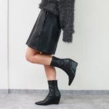 7.5cm☆ポインテッドトゥ ウェッジソール ショートブーツ | DEMETER | 詳細画像8 