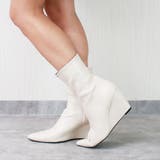 アイボリースムース | 7.5cm☆ポインテッドトゥ ウェッジソール ショートブーツ | DEMETER