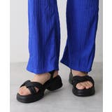 ブラック | 軽量厚底 クロスデザイン アンクルストラップ | DEMETER