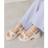 アイボリー | 軽量厚底 クロスデザイン アンクルストラップ | DEMETER