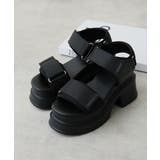 【25年春夏新作】厚底 プラットフォーム ベルクロ サンダル | DEMETER | 詳細画像3