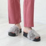 グレー | 【25年秋冬再販】厚底ソール ボリューム抜群 ファーサンダル | DEMETER