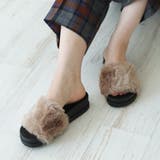 ブラウン | 【25年秋冬再販】厚底ソール ボリューム抜群 ファーサンダル | DEMETER