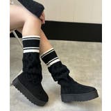 ブラック | 【25年秋冬新作】厚底 リブニットソックス ムートンブーツ | DEMETER