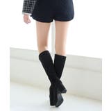 【25年秋冬再販】厚底 プラットフォーム 太ヒール ストレッチ ロングブーツ | DEMETER | 詳細画像81 