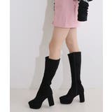 【25年秋冬再販】厚底 プラットフォーム 太ヒール ストレッチ ロングブーツ | DEMETER | 詳細画像84 