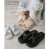 【25年春夏新作】厚底 スクエアトゥ リボンデザイン パテッドサンダル | DEMETER | 詳細画像1