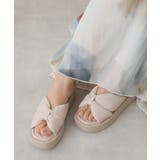 【25年春夏新作】厚底 スクエアトゥ リボンデザイン パテッドサンダル | DEMETER | 詳細画像20