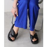 【25年春夏新作】厚底 スクエアトゥ リボンデザイン パテッドサンダル | DEMETER | 詳細画像5