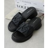 【25年春夏新作】厚底 デザインソール ギャザー調 ミュールサンダル | DEMETER | 詳細画像3 