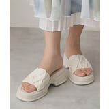 アイボリー | 【25年春夏新作】厚底 デザインソール ギャザー調 ミュールサンダル | DEMETER