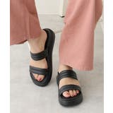 ブラック | 【25年春夏新作】軽量 厚底ソール ダブルベルトサンダル | DEMETER