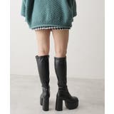 【25年秋冬再販】厚底 太ヒール スクエアトゥ ストレッチ ロングブーツ | DEMETER | 詳細画像41 