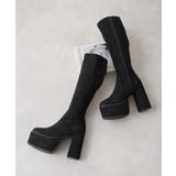 【25年秋冬再販】厚底 太ヒール スクエアトゥ ストレッチ ロングブーツ | DEMETER | 詳細画像48 