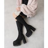 【25年秋冬再販】厚底 太ヒール スクエアトゥ ストレッチ ロングブーツ | DEMETER | 詳細画像49 