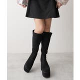 【25年秋冬再販】厚底 太ヒール スクエアトゥ ストレッチ ロングブーツ | DEMETER | 詳細画像50 