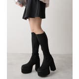 【25年秋冬再販】厚底 太ヒール スクエアトゥ ストレッチ ロングブーツ | DEMETER | 詳細画像51 