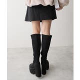 【25年秋冬再販】厚底 太ヒール スクエアトゥ ストレッチ ロングブーツ | DEMETER | 詳細画像52 