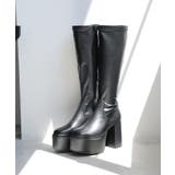 【25年秋冬再販】厚底 太ヒール スクエアトゥ ストレッチ ロングブーツ | DEMETER | 詳細画像54 