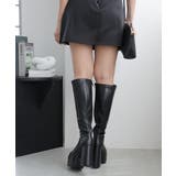 【25年秋冬再販】厚底 太ヒール スクエアトゥ ストレッチ ロングブーツ | DEMETER | 詳細画像58 