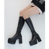 【25年秋冬再販】厚底 太ヒール スクエアトゥ ストレッチ ロングブーツ | DEMETER | 詳細画像71 