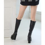 【25年秋冬再販】厚底 太ヒール スクエアトゥ ストレッチ ロングブーツ | DEMETER | 詳細画像74 