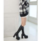 【25年秋冬再販】厚底 太ヒール スクエアトゥ ストレッチ ロングブーツ | DEMETER | 詳細画像75 