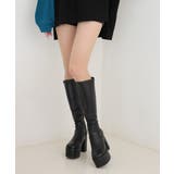 【25年秋冬再販】厚底 太ヒール スクエアトゥ ストレッチ ロングブーツ | DEMETER | 詳細画像77 