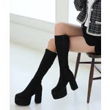 【25年秋冬再販】厚底 太ヒール スクエアトゥ ストレッチ ロングブーツ | DEMETER | 詳細画像85 