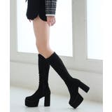 【25年秋冬再販】厚底 太ヒール スクエアトゥ ストレッチ ロングブーツ | DEMETER | 詳細画像87 