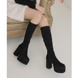 【25年秋冬再販】厚底 太ヒール スクエアトゥ ストレッチ ロングブーツ | DEMETER | 詳細画像89 