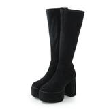 【25年秋冬再販】厚底 太ヒール スクエアトゥ ストレッチ ロングブーツ | DEMETER | 詳細画像94 