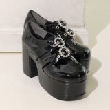 【25年春夏再販】厚底太ヒール☆ビジューバックルベルト ローファーパンプス | DEMETER | 詳細画像2 